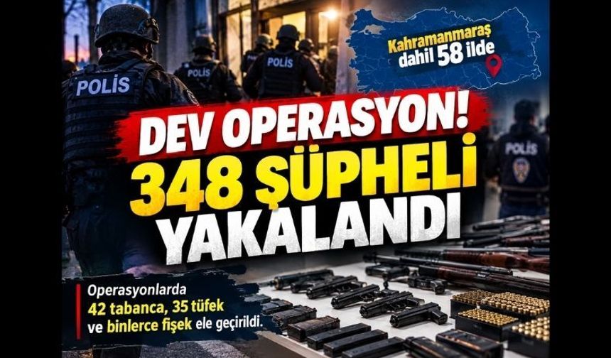 Kahramanmaraş’ın da Bulunduğu 58 İlde Operasyon: Patlayıcı ve Silahlar Ele Geçirildi