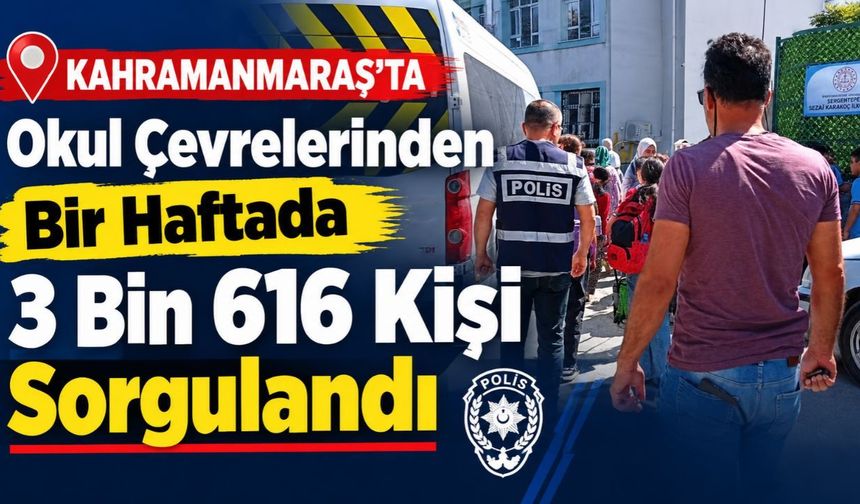 Kahramanmaraş’ta Okul Çevrelerinden Bir Haftada 3 Bin 616 Kişi Sorgulandı