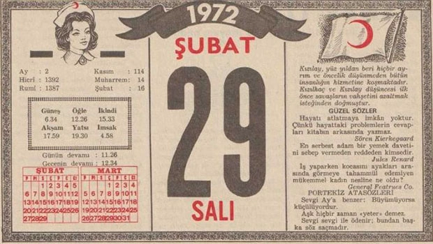 Takvim 29 Subat Artik Yil 1